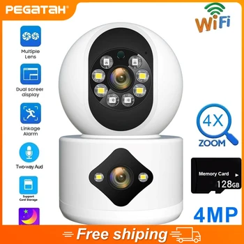 PEGATAH 4MP WiFi Cameră cu două Ecrane de Monitor Copil Viziune de Noapte Interior, PTZ camera de Securitate Wireless, CCTV Camere de Supraveghere 6