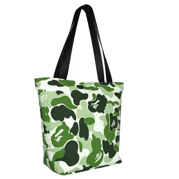 Personalizat Armata Verde Camuflaj Cumpărături Sac De Panza Femei Portabil Alimentar Camo Model De Design Shopper Tote Pungi 8