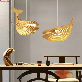 Pește din lemn candelabru art personalitate creatoare minimalist modern, restaurant nordic balena lampa de dormitor, balcon, lampă 15