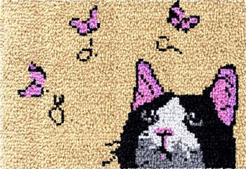 Pisica și Fluture blocare cârlig kituri Nod de broderie Covor set smyrna panza de plastic tapiserie bricolaj diy covoare mat sac de luare a 16