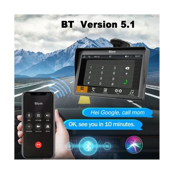 Portabil de Bord Mount Carplay Display 7In Ecran Tactil, GPS Navigatin,Bluetooth Stereo al Mașinii Radio, Camera de Rezervă, Radio FM 1