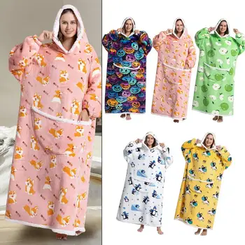 Portabil Pătură Supradimensionate Confortabil Fleece Gigant Hanorac Pătură, cu Buzunar pentru Adulți Femei Bărbați acasă accesorii de iarna 16