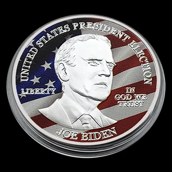 Președintele american Biden Argint Placat cu Monedă Comemorativă cu carcasa din plastic 1 oz de metal badge - Rare 16