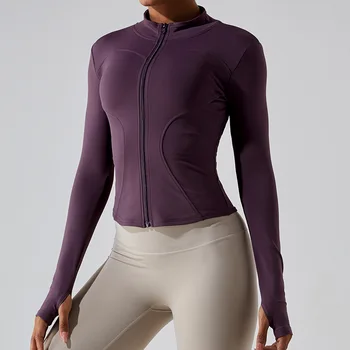 Primăvara Versiune Scurtă A Pus Împreună Yoga Tricouri Femei Moda Slim Sexy Jachete Sport Cu Maneci Lungi De Antrenament De Fitness De Funcționare Bluza 14