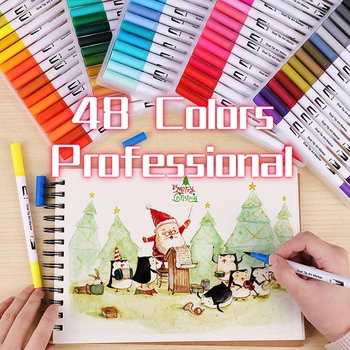 Profesionala 48 Culori De Schiță În Creion Marker Pictura Desen Papetărie Culoare Stilou Perie Moale Watercolor Pen Cont De Artă 4