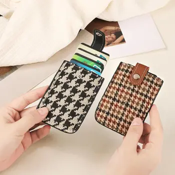 Pull-out Tip Houndstooth Bag Cardul Carte de Buzunar Stil coreean Scurt Portofel Sac de Ambreiaj Piele PU Deținătorii de Carduri de Ambreiaj Femei 1