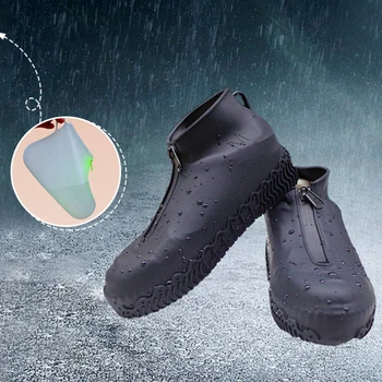 Rezistent La Apa Pantof Acoperă Anti-Alunecare Cizme De Ploaie Unisex Adidași Protector Pentru Exterior Zi Ploioasă Pantofi Caz Acoperire Fermoar Galoși 8