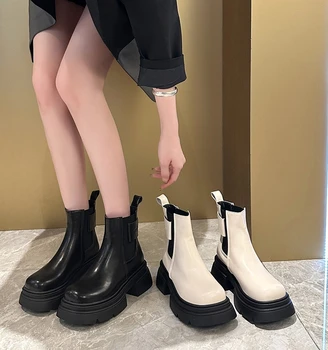 Rock Pantofi Femei Rotund Toe Lux Designer De Cizme De Iarna Cizme De Doamnă-Femei Saboti Platforma De Moda 2023 Glezna Lolita Toc To 18