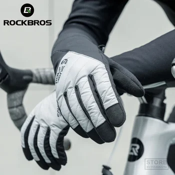 ROCKBROS Biciclete Mănuși Respirabil Non-alunecare de Ciclism Ecran Tactil de Iarnă Termic Cald Plin cu Degetul Mănuși de Echitatie  12