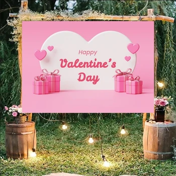 Roz Fericit Ziua Îndrăgostiților Fundal Frumoase Baloane de Dragoste Inima Petrecere de Aniversare de Nunta Filmare Foto Decor Banner