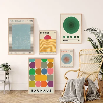 Scandinav Minimalist Estetică Arta de Perete Bauhaus Abstracte Colorate Soare HD Panza Poster Print Acasă Dormitor Living Room Decor 18