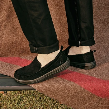 Skechers MENS statele UNITE ale americii alunecare pe Toate Negru pantofi casual, cald și ușor de purtat 13