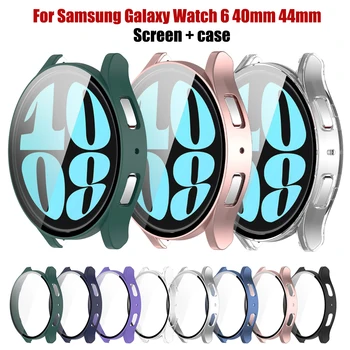 Sticla+PC Cover pentru Samsung Galaxy Watch 6 44mm 40mm Gol Cadru Barei de protecție Shell Caz de Protecție Galaxy Watch6 Accesorii 1