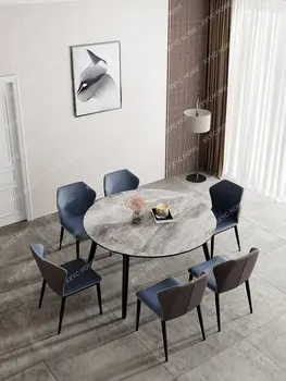 Stil Italian de Lux Lumina Placă de Piatră de luat Masa Modern Minimalist Masă și Scaun Living Home Retractabil Pliere 13