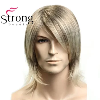 Strongbeauty Mens Blonda se amestecă Peruca Scurta Sintetic Rezistent la Căldură Direct pentru Om 4