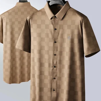 Supradimensionate pentru Îmbrăcăminte de Vară s Ice de Mătase cu Mâneci Scurte 2024 Trendy Non Călcat îmbrăcăminte pentru Bărbați Tricou 7XL FCY4146 17