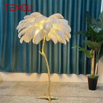 TEMOU Nordic Epocă Lampa de Podea Moderne, Creative, Alamă Simplă a CONDUS Pană în Picioare Lumină pentru Casa Living Decor Dormitor 20