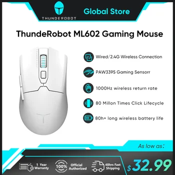 Thunderobot ML602 Trei-modul de Mouse-ul de Gaming Esports Bluetooth Wireless 2.4 G cu Fir PAW3395 Esports Senzor pentru Laptop PC de Gaming 5