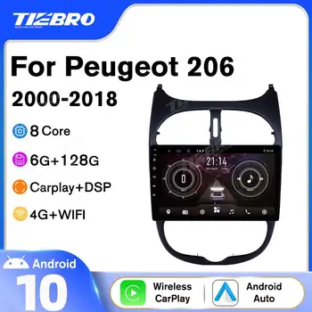 TIEBRO 2 Din Android 10.0 Radio Auto Pentru Peugeot 206 2000-2018 Stereo Receptor GPS de Navigare Auto Radio DSP Bluetooth Player IGO 16