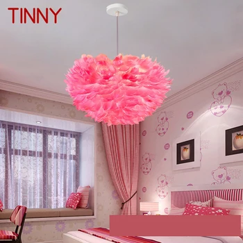 TINNY Nordic Lampă de Pandantiv Creative Moderne Roz CONDUS de Epocă Pene de Moda Corpuri de iluminat pentru Casa Sufragerie Decor Dormitor 2