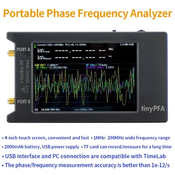 Tinypfa Portabil Faza Analizor de Frecventa de 4 Inch Touch Screen 1MHz-290MHz Gama de Frecvență Baterie de 2000mAh Suport TimeLab 19