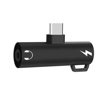 Tip C Casti Adaptor 2 in 1 de Tip C la 35 mm Audio Cablu de Încărcare pentru Căști Convertor Negru