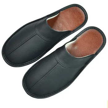 Toamna Iarna Interioară Pantofi pentru Bărbați Papuci de casă Plus Dimensiune 47 48 Om Concis Bleumarin Slide-uri Simple din Piele, Papuci de Casă Pentru Bărbați 19