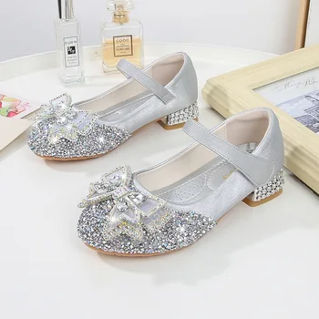 Toamna Noua Printesa Pantofi pentru Fete Elegante pentru Copii de Primavara din Piele Pantofi de Moda pentru Copii Petrecere de Nunta Stras, Pantofi cu Toc inalt 18