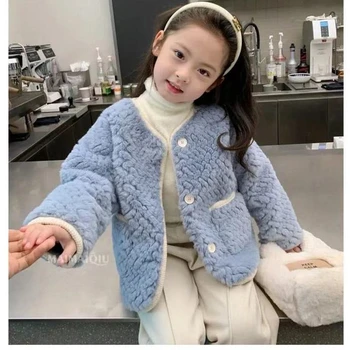 Top Fete 2023 Nou Toamna Iarna Coreeană Stil De Moda Haine Fata Copil Lână Grele De Lână De Miel Jacheta Copii Pulover Lana Merinos 2