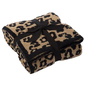 Tricotate cald Pătură pentru Pat Leopard Flanel Țesute Canapea extensibilă Fir Pături în Carouri Cuvertură de Pat Pat de Acoperire Canapea Arunca Pătură 8
