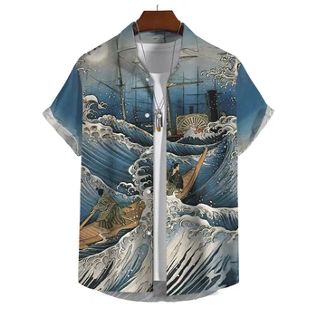Tricou de vara Pentru Barbati Far 3d Imprimate de Îmbrăcăminte pentru Bărbați Liber Supradimensionat Tricou Petrecere pe Plaja cu Mâneci Scurte Topuri Tricou Hawaii 9