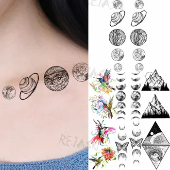 Universul Negru Planeta Clavicula Sexy Tatuaje Temporare Pentru Femei Adulte Colibri Munte Fals Tatuaj Body Art Tatuaje Lavabile