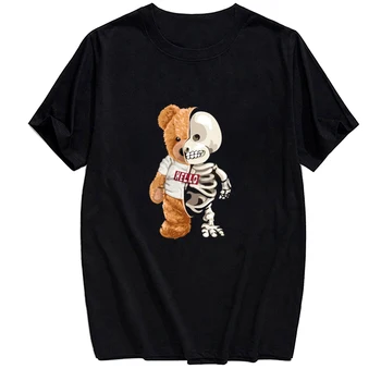 Ursul și Craniu de Bumbac T-Shirt de Brand de Moda de Vară Bărbați Femei Stil Harajuku Tricouri Hip Hop Casual din Bumbac Tricouri Picătură de Transport maritim