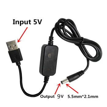 USB 5V DC De 9V Transformator de Putere Cablu Cu Jack DC 5.5 x 2.1 mm pentru Masina de lumină Led, boxe auto