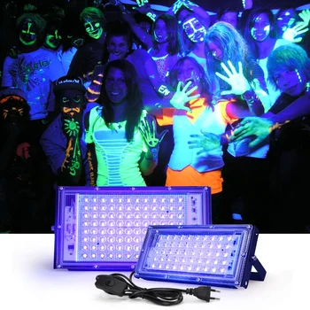 UV Lumină de Inundații AC 220V 50W 100W Etapa LED Blacklight Ultraviolete Inundații Efect de Lumina pentru Halloween, Crăciun, Dans, DJ Petrecere Disco Bar 7