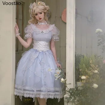 Vara Dulce Lolita Printesa Rochie De Epocă Victoriană Femei Elegante Sirena Lacrimi Plasă De Petrecere Rochii Girly Slim Zână Vestidos 14