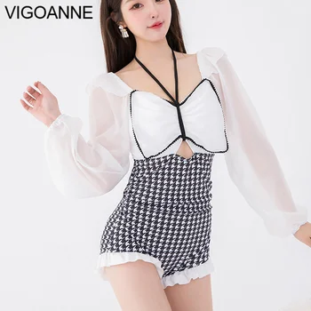 VigoAnne Arc Slimfit, Costume De Baie Femei 2023 Maneca Lunga Push-Up-O Singură Bucată De Costume De Baie Coreean Monokini Cu Spatele Gol Costum De Baie 18