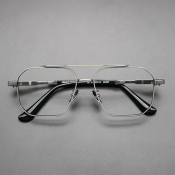 Vintage cadru mare optice ochelari miopie cadru Tendință tot felul de individ dublu fascicul de ochelari din titan Pur ochelari