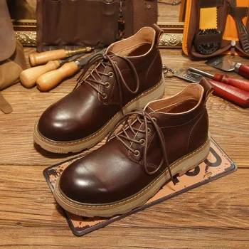 Vintage Mens Chelsea Cizme De Lux Din Piele De Designer Handmade 2024 Noua Runda Toe Calitate În Aer Liber Casual Pantofi De Afaceri Om 4