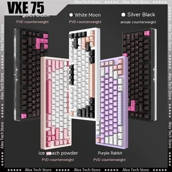 Wireless Gaming Tastatură Mecanică Vgn Vxe75 din Aliaj de Aluminiu Trei Modul Hot Swap Garnitura 6000mah Pc Gamer E-Accesorii sport 4