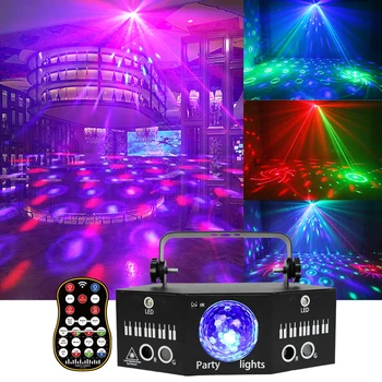 YSH DJ Petrecere Disco Dublu Rosu Verde Modele de Lumină Laser Proiector LED Magic Ball RGBW Strobe Vacanță de Crăciun de Nunta Efect de Scena 11