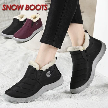 Zăpadă Platforma Femei Cizme pentru Femei Cizme Alunecare Pe Pantofi pentru Femei de Moda Glezna Cizme Blana Plus Dimensiune Pantofi de Iarna Botas Mujer 2